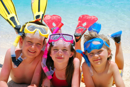 Kids with flippers